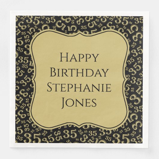 35誕生日ブラック/金ゴールドランダムパターン35 (正面)