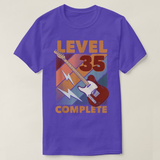 35誕生日レベル35完全なE-Guitar Tシャツ (デザイン正面)