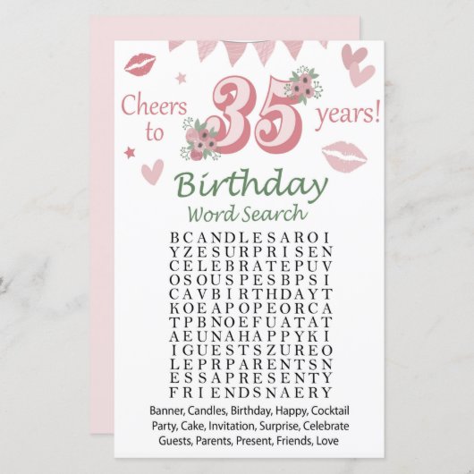 35誕生日単語検索ゲーム (正面/裏面)