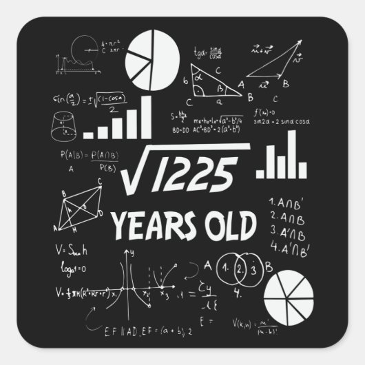 35誕生日平方根Math 35歳Bday スクエアシール (正面)