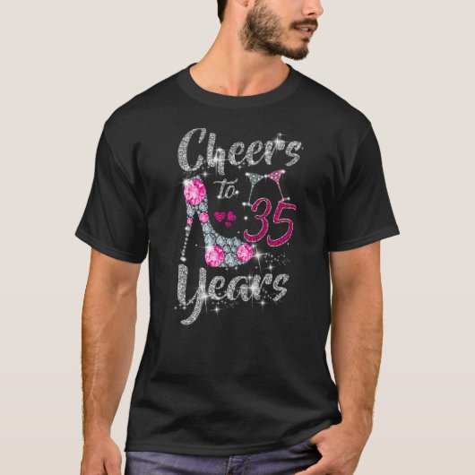 35誕生日応援へ35歳のワインハイヒ Tシャツ (正面)