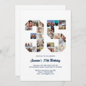 35誕生日第35カスタム号写真コラージュ 招待状 (正面/裏面)