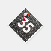 35誕生日風船オンブラックグリッターナプキンス スタンダードカクテルナプキン (角)