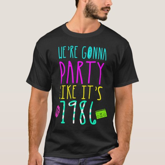 35誕生日1986 80年代のようなパーティーを目指す Tシャツ (正面)