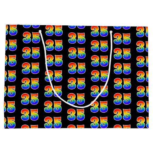 35誕生日:おもしろいレインボーイベント35パターン ラージペーパーバッグ (裏面)