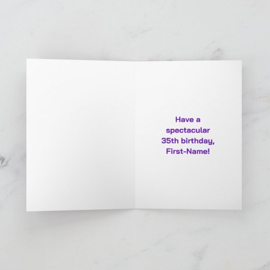 35誕生日:おもしろいレインボー#,名前をカスタムする&写真 カード (内部)