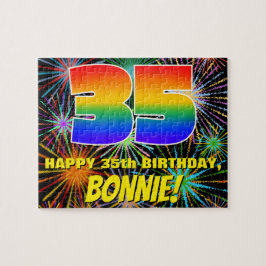 35誕生日:おもしろい、お祝カラフルい花火 ジグソーパズル