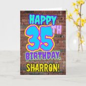 35誕生日-おもしろい、アーバングラフィティインスパイアルック カード (黄色い花)