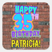 35誕生日-おもしろい、アーバングラフィティインスパイアルック スクエアシール (正面)