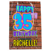 35誕生日:おもしろい、アーバングラフィティインスパイアルック ミディアムペーパーバッグ (正面)