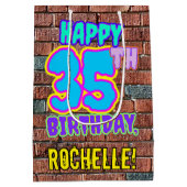 35誕生日:おもしろい、アーバングラフィティインスパイアルック ミディアムペーパーバッグ (裏面)