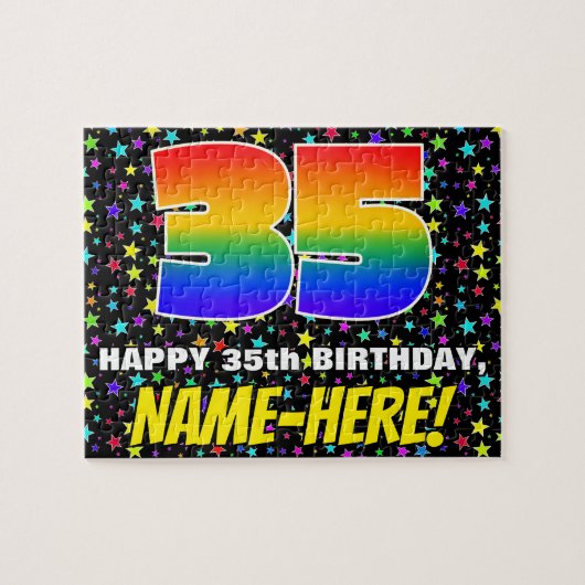 35誕生日:おもしろい、カラフル星野パターン ジグソーパズル (横)