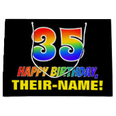 35誕生日:はっきりした,おもしろい,シンプル虹, 35 ラージペーパーバッグ (正面)
