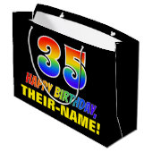 35誕生日:はっきりした,おもしろい,シンプル虹, 35 ラージペーパーバッグ (裏面アングル)