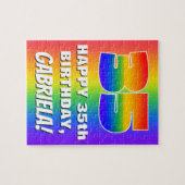 35誕生日: カラフル、おもしろいレインボーパターン# 35 ジグソーパズル (横)