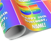 35誕生日: カラフル、おもしろいレインボーパターン# 35 ラッピングペーパー (ロールコーナー)