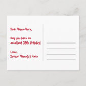 35誕生日:ピンクストライプハート、レインボー35 ポストカード (裏面)