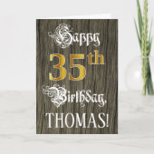 35誕生日:フェイク金ゴールドルック+木フェイク模様 カード (正面)