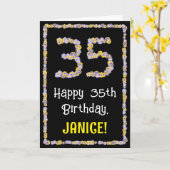 35誕生日:フローラ花数名前をカスタムする カード (黄色い花)