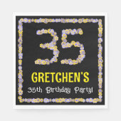 35誕生日:フローラ花数名前をカスタムする スタンダードランチョンナプキン (正面)