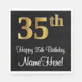35誕生日～ラグジュアリーエレガントなフェイク金ゴールドルック# スタンダードランチョンナプキン (正面)