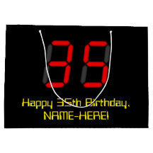 35誕生日：レッドデジタルクロックスタイル"35" +名前
