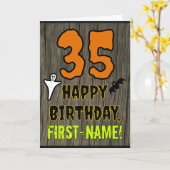35誕生日:不気味ハロウィーンテーマ、名前をカスタムする カード (黄色い花)