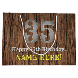 35誕生日: Country インスパイア Western Look, Name ラージペーパーバッグ