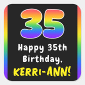 35誕生日: Rainbow Spectrum # 35,名前をカスタムする スクエアシール (正面)