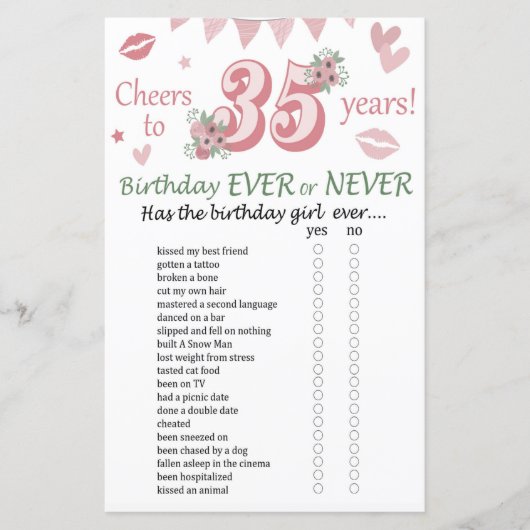 35誕生日Ever Or Never Game (正面)