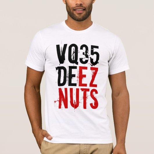 350ZロゴのVQ35 DEEZのナット(赤い/黒) Tシャツ (正面)