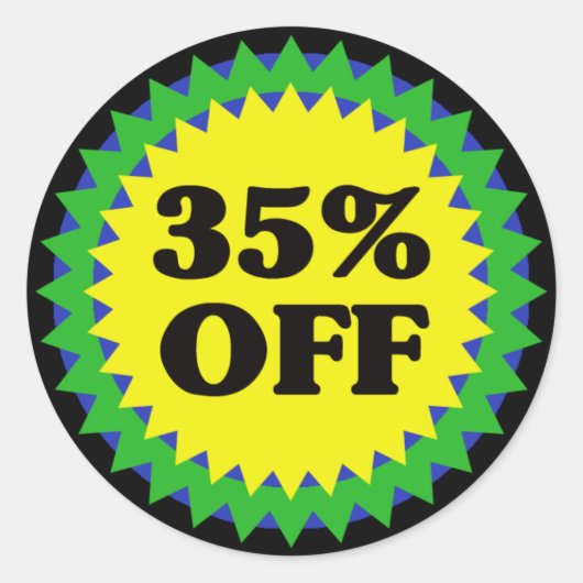 35%オフ小売販売ステッカー ラウンドシール (正面)
