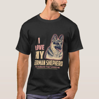 35 ジャーマンシェパード愛してるけど人間が嫌い Tシャツ