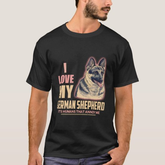35 ジャーマンシェパード愛してるけど人間が嫌い Tシャツ (正面)