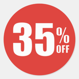 35%割引販売のステッカーを離れた35% ラウンドシール