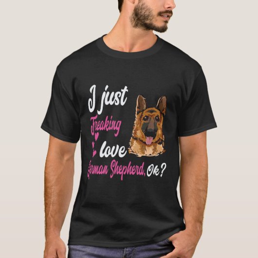 35 私はドイツ+シェパードが大好きです オーケー ドイツ Tシャツ (正面)