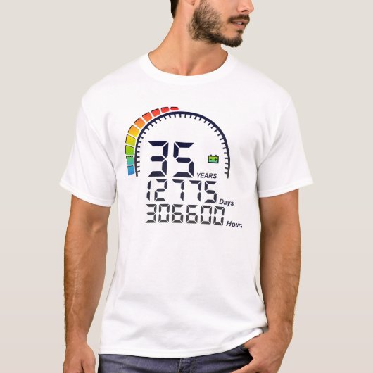 35 ans years compteur anniversaire days hours vite tシャツ (正面)