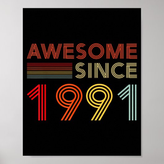35 Birthday Decorations Men 35yr Awesome 1991 35th ポスター (正面)