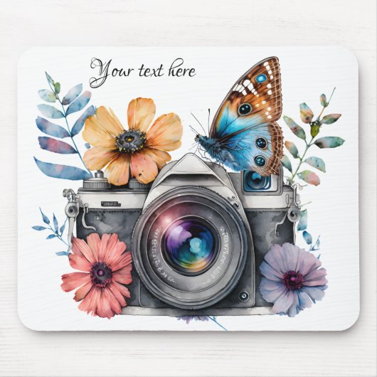 35 mmカメラ（花と蝶） マウスパッド (正面)