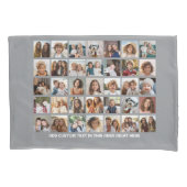 35 Photo Collage Grid - 1文字ボックス – 灰色の白 枕カバー (正面)