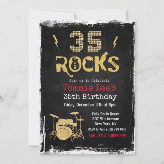 35 Rocks ロックスターバースデー招待状 招待状 (正面)