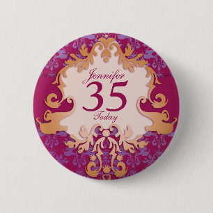 「35 Today」年齢名damask elephantボタン/バッジ 缶バッジ