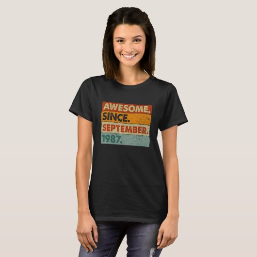 35 Years Old Awesome Since September 1987 35th Bi Tシャツ (正面フル)