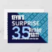 35thサプライズ誕生日日付を保存する斜めVB12 案内ポストカード (正面/裏面)