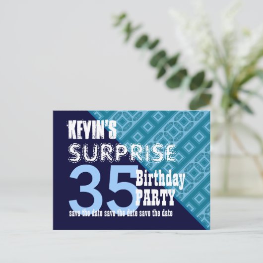 35thサプライズ誕生日日付を保存する斜めVB12 案内ポストカード (スタンド正面)