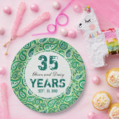 35thジェイド結婚の記念日ペイズリーパターン ペーパープレート (パーティー)