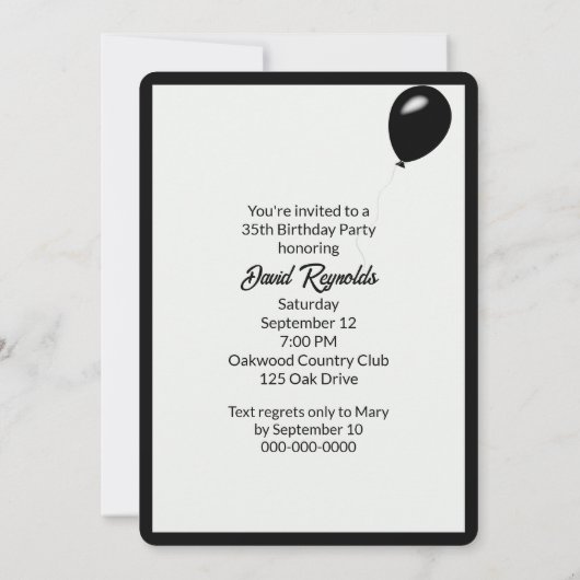 35thバースデーパーティーワイン頭が切れるオンフォン画面 招待状 (裏面)