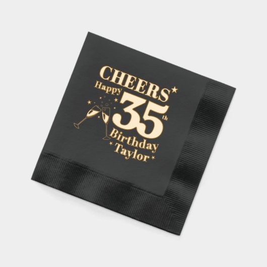 35thバースデーパーティー応援シャンパングラス 箔ナプキン (左)