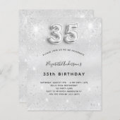 35th誕生日シルバーグリッター予算の招待 (正面/裏面)
