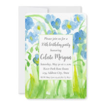 35th誕生日パーティーの招待状ブルーワイルドフラワー